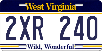 WV license plate 2XR240