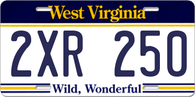WV license plate 2XR250