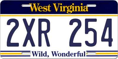 WV license plate 2XR254