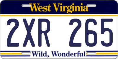 WV license plate 2XR265