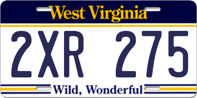 WV license plate 2XR275