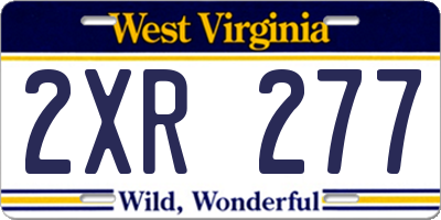 WV license plate 2XR277