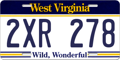 WV license plate 2XR278