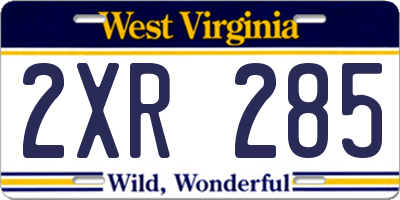 WV license plate 2XR285