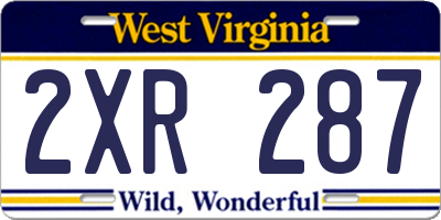 WV license plate 2XR287