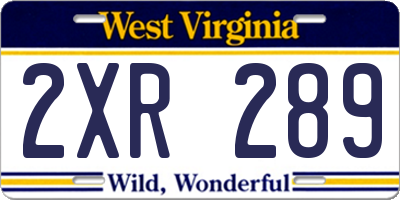 WV license plate 2XR289