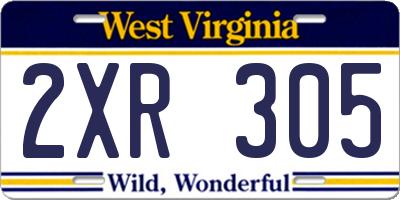 WV license plate 2XR305