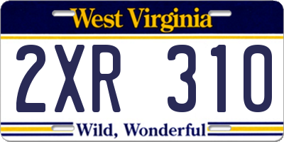 WV license plate 2XR310
