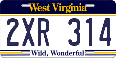 WV license plate 2XR314