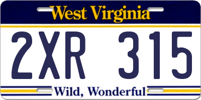 WV license plate 2XR315