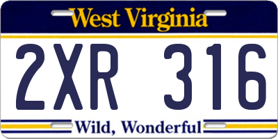 WV license plate 2XR316