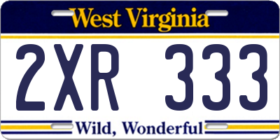 WV license plate 2XR333