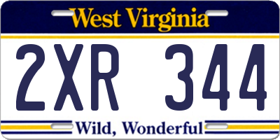 WV license plate 2XR344