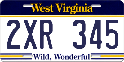WV license plate 2XR345