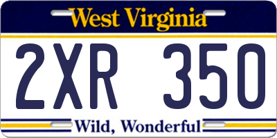 WV license plate 2XR350