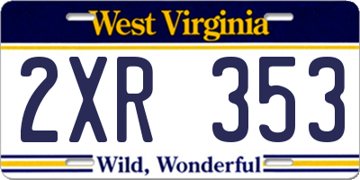 WV license plate 2XR353