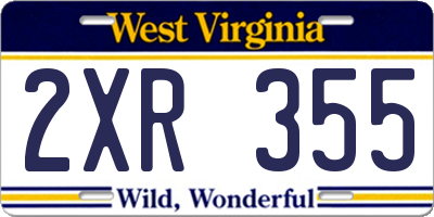 WV license plate 2XR355