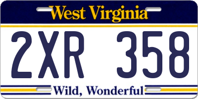 WV license plate 2XR358