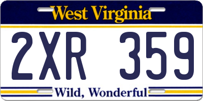 WV license plate 2XR359