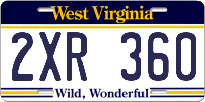 WV license plate 2XR360