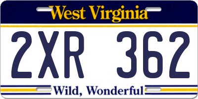 WV license plate 2XR362