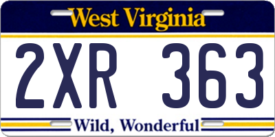 WV license plate 2XR363