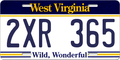 WV license plate 2XR365