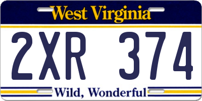 WV license plate 2XR374