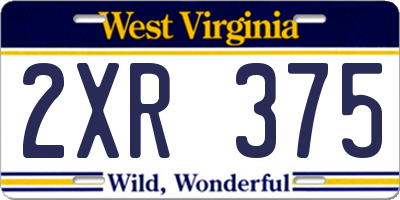 WV license plate 2XR375