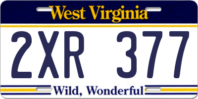 WV license plate 2XR377