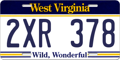 WV license plate 2XR378