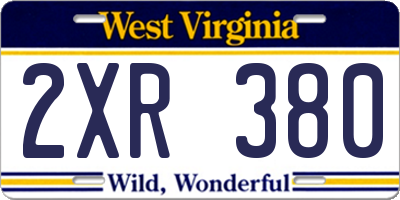 WV license plate 2XR380