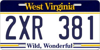 WV license plate 2XR381