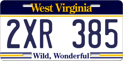 WV license plate 2XR385