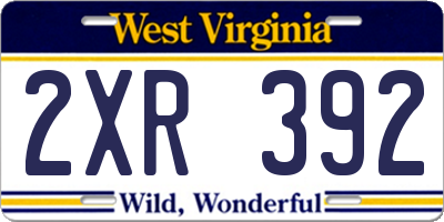 WV license plate 2XR392