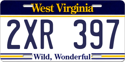 WV license plate 2XR397
