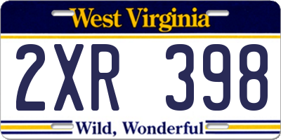 WV license plate 2XR398