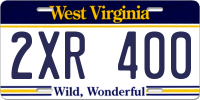 WV license plate 2XR400