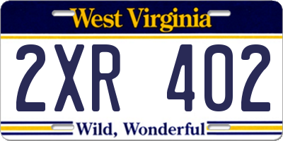 WV license plate 2XR402