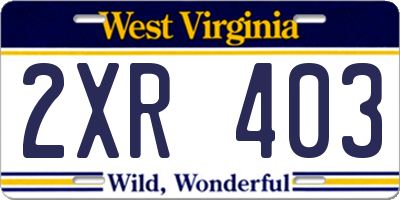 WV license plate 2XR403
