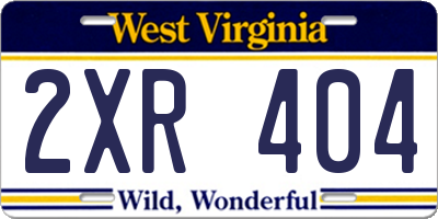 WV license plate 2XR404