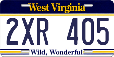 WV license plate 2XR405