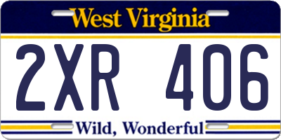 WV license plate 2XR406