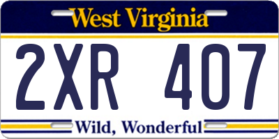 WV license plate 2XR407