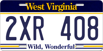 WV license plate 2XR408