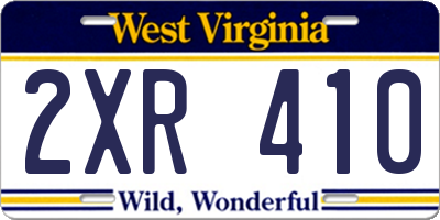 WV license plate 2XR410