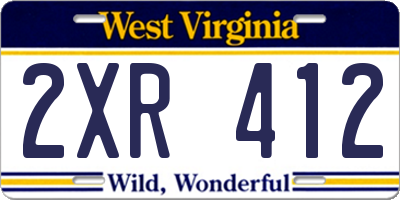 WV license plate 2XR412