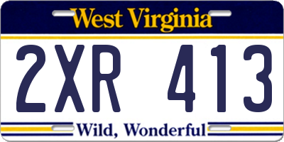 WV license plate 2XR413