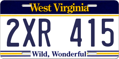 WV license plate 2XR415