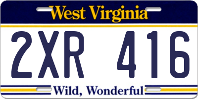 WV license plate 2XR416